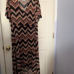 Hi-low mock wrap dress